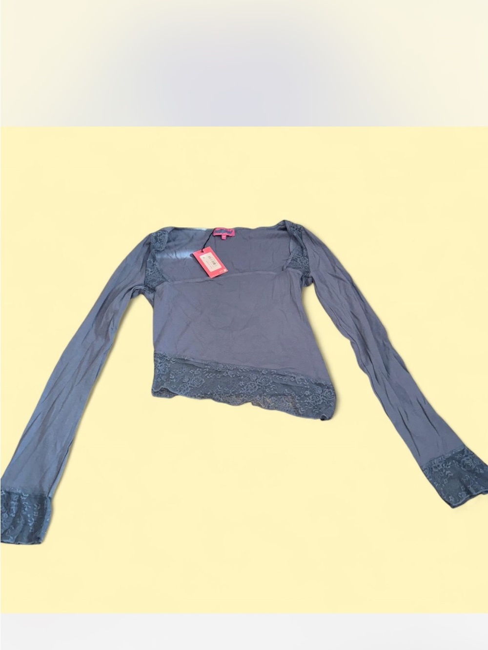 Edikted Lace-Trim Long Sleeve Crop Top
